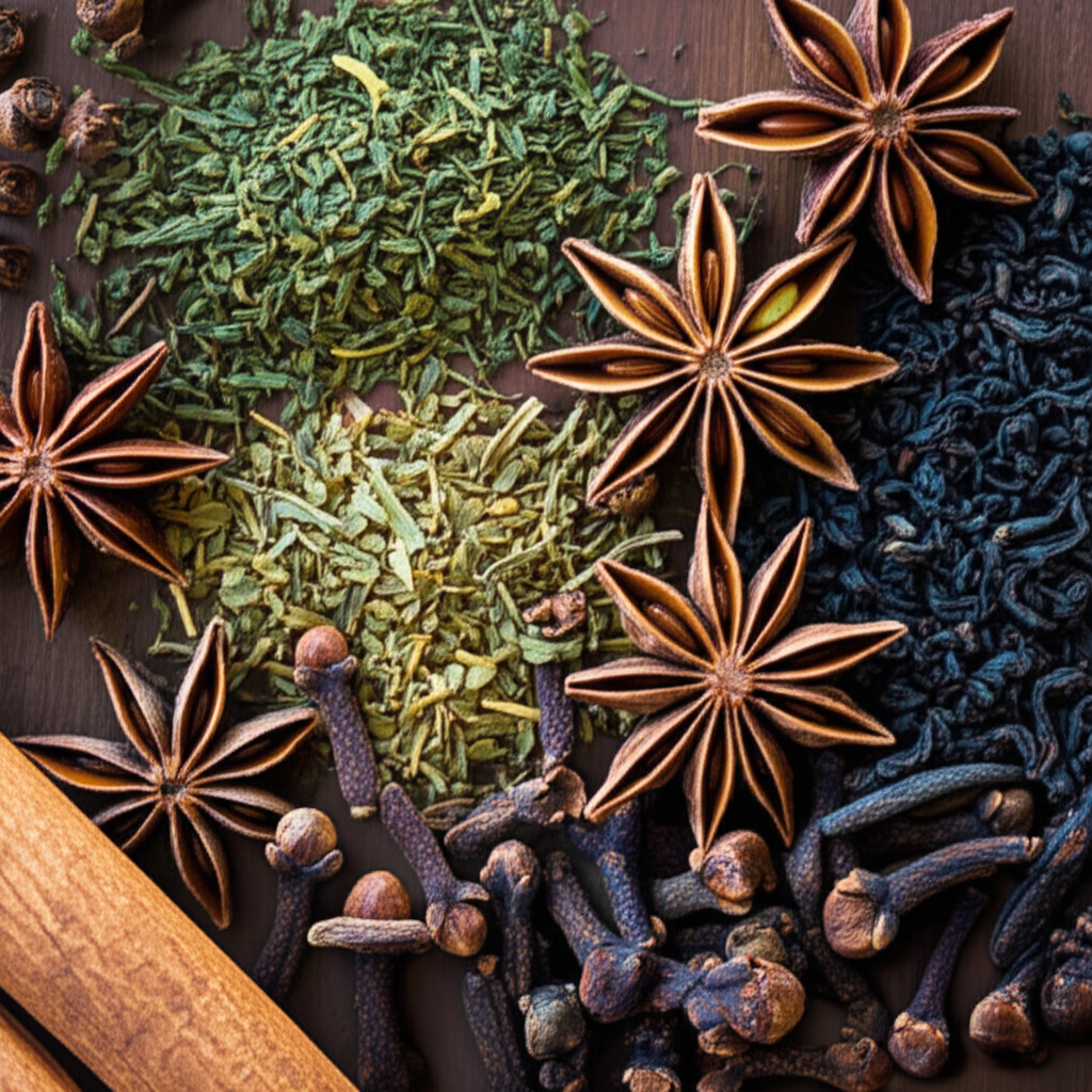 Natural tea leaves and spices from Bengal